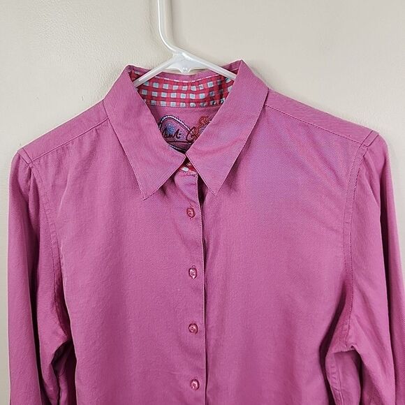 Robert Graham Womens Long Sleeve Pink Paisley Cuff Button Down Shirt Large - Picture 2 of 9